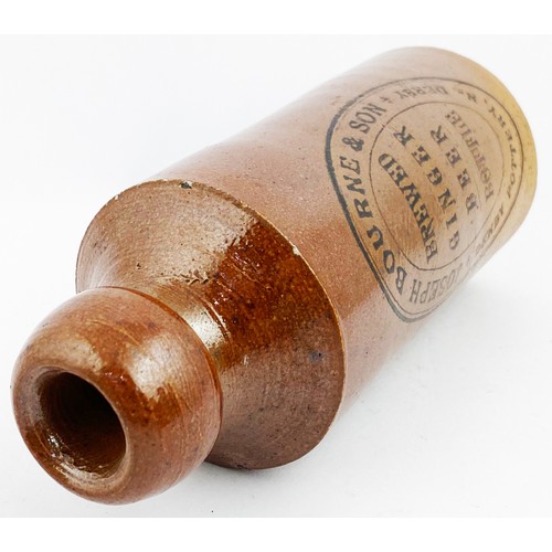 20 - JOSEPH BOURNE & SON GINGER BEER SAMPLE BOTTLE. 6.6incs tall. std, all tan, mid brown salt glaze, cor... 