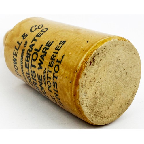 21 - BRISTOL PRICE POWELL & CO SAMPLE GINGER BEER BOTTLE. 6.7ins tall., std, all tan, cork top. Minor lip... 