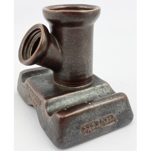 32 - TRADESMANS PLUMBERS PIPE FITTING. 3.5ins tall. Dark bown salt glaze tradesmans pipe - to promote sal... 