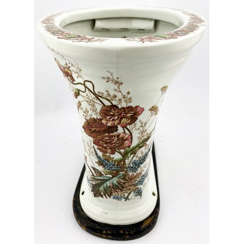 54 - SALESMAN SAMPLE TOILET. 8.5ins tall. Magnificent floral tradesmans sample porcelain toilet on a wood... 