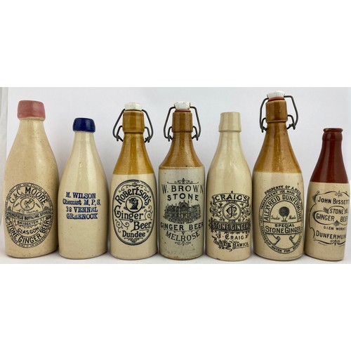 60 - MELROSE GINGER BEER BOTTLE. 8.9ins tall. Ch., t.t, original intact swing stopper. W.BROWN/ ... MELRO... 