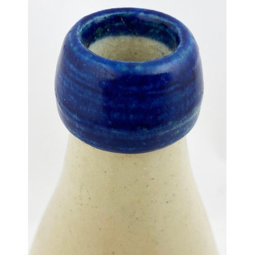 61 - GREENOCK BLUE LIPPED GINGER BEER BOTTLE. 7.8ins tall. Ch., deep blue blob lip. Blue infilled letteri... 