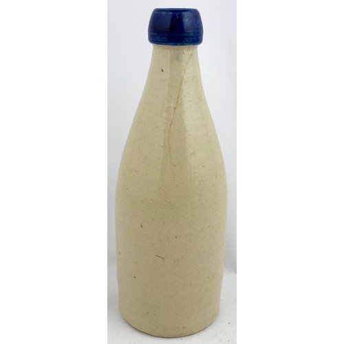 61 - GREENOCK BLUE LIPPED GINGER BEER BOTTLE. 7.8ins tall. Ch., deep blue blob lip. Blue infilled letteri... 