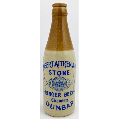 65 - DUNBAR GINGER BEER. 7.3ins tall. ch.,t.t., c.c., strong BLUE tranfer ROBERT AITKEN & CO/ STONE/ GING... 