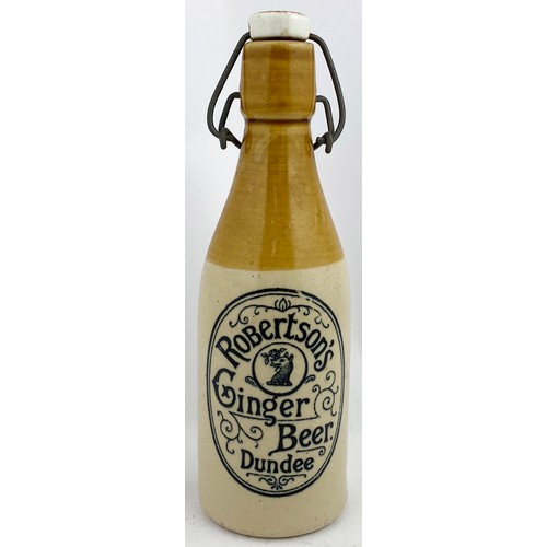 66 - DUNDEE GINGER BEER BOTTLE. 8.6ins tall. Ch., t.t. Intact original swing stopper. ROBERTSONS/ GINGER ... 