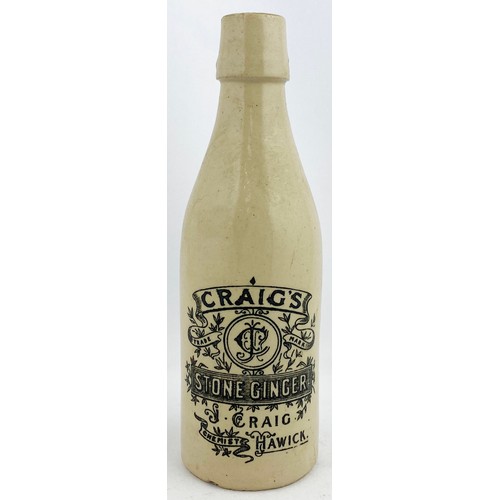 67 - HAWICK GINGER BEER BOTTLE. 8.2ins tall. Ch,. All white. Hole for swing stopper, blob lip. CRAIGS/ ST... 