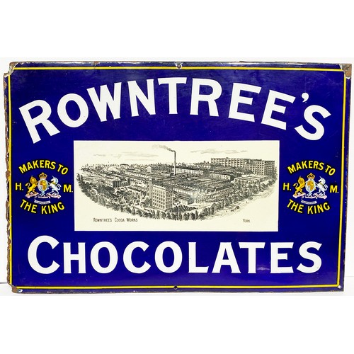 263 - ROWNTREES CHOCOLATES ENAMEL SIGN. 30 x 20ins. Extremely rare Rowntrees Cocoa Works York factory pict... 