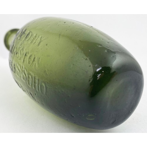 69 - LONDON HAMILTON PATENT. 7.5ins long. Olive green glass, rolled lip, smoothed base pontil - it actual... 