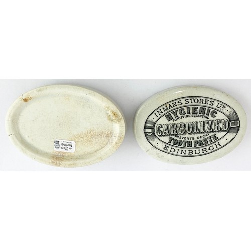 12 - EDINBURGH CARBOLIZED  POT LID. 3.7ins x 2.6ins diam. Oval HYGIENIC/ CARBOLIZED/ TOOTH PASTE from INM... 