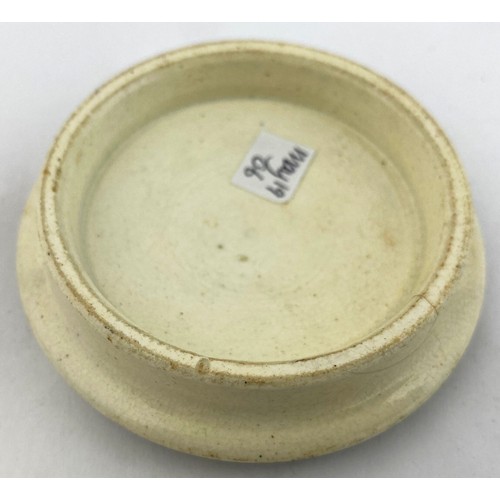 18 - LEAMINGTON SPA POT LID. 2.75ins diam. MRS WILLIAMS/ NUTRITIVE CREAM/ FOR RESTORING WEAK HAIR/ AND FO... 