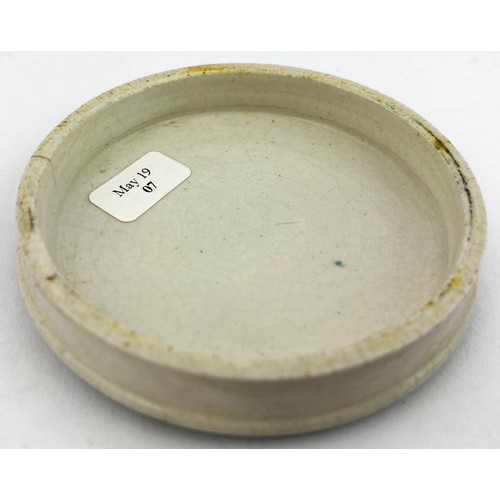 23 - LONDON POT LID. 2.8ins diam. CROWN PERFUMERY COLD CREAM LONDON. Floral border with crown trade mark ... 