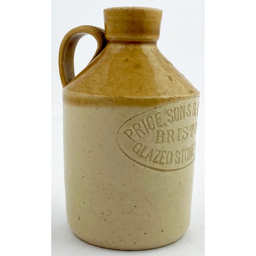 43 - MINIATURE PRICE BRISTOL FLAGON. 2.8ins tall. T.t. top tan, lower off white, rear handle. Fron sharpl... 