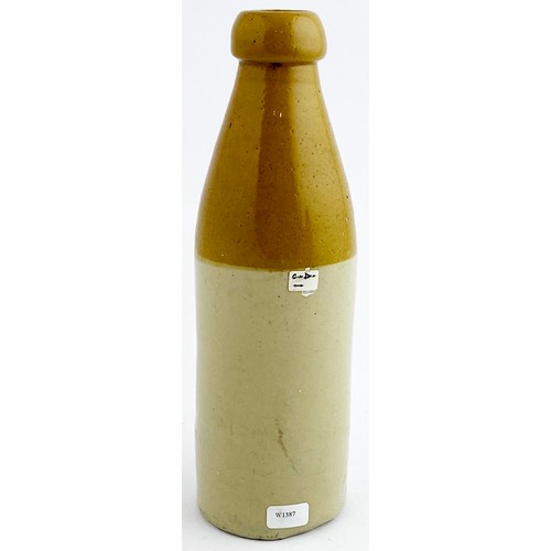 57 - BELPER GINGER BEER BOTTLE. 8.4ins tall. Ch., t.t., blob top. Large 3 storey shop premises pict. for ... 