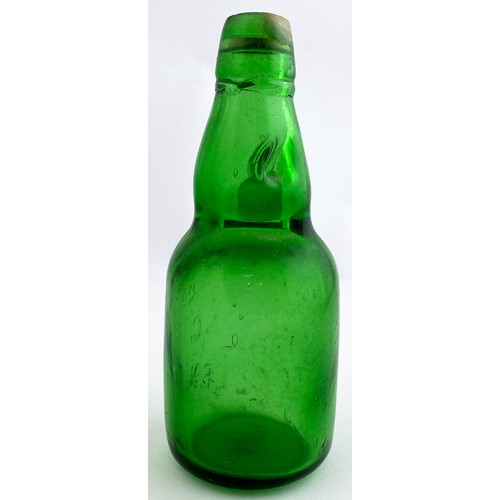 69 - TEGELEN DUMPY CODD BOTTLE.. 7.4ins tall, early narrow neck type. Bright green glass dumpy codd. Fron... 