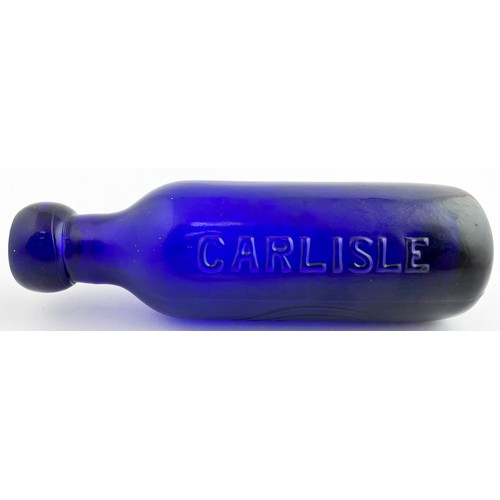 71 - CARLISLE COBALT MINERAL WATER BOTTLE. 6.6ins tall. Small 6oz (?) straight sided cobalt blue glass cy... 