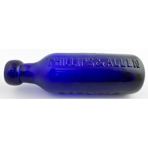 71 - CARLISLE COBALT MINERAL WATER BOTTLE. 6.6ins tall. Small 6oz (?) straight sided cobalt blue glass cy... 