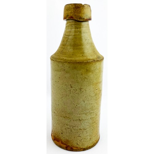 76 - BLACKBURN DATED SLAB SEALED GINGER BEER. 6.9ins tall. Mid grey/ green slip type body glaze. Cut out ... 