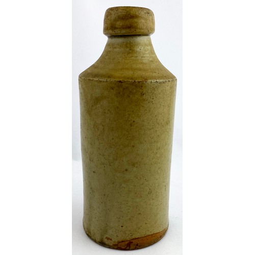 79 - BLACKBURN DATED SLAB SEALED GINGER BEER. 6.5ins tall. Grey/ green slip type body glaze. Cut out slab... 