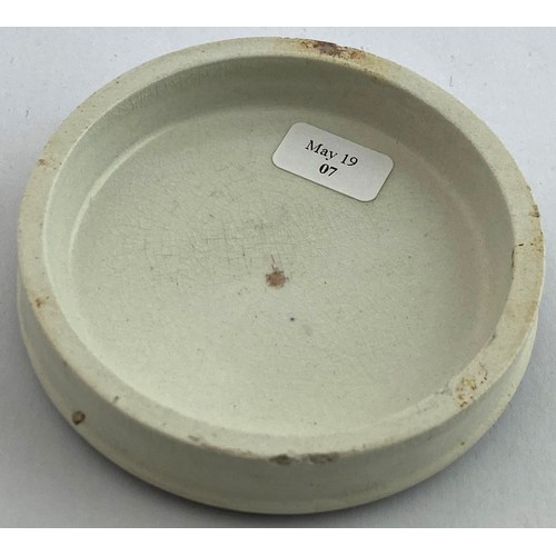 99 - PORTSMOUTH POT LID. 3ins diam. Black transfer. OTTO OF ROSE/ COLD CREAM/ TIMPOTHY WHITE CO LTD. Soli... 