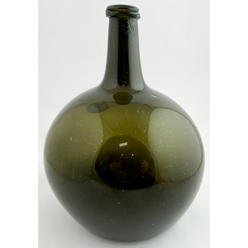 111 - DATED 1783 SCOTTISH SEALED BOTTLE. 11.25ins tall. An extremely rare large size globular black glass ... 