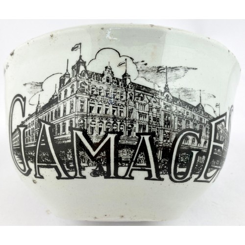 117 - GAMAGES BLANCMANGE MOUL. 4.1ins tall. White stoneware mould with pineapple impressed design. Outside... 