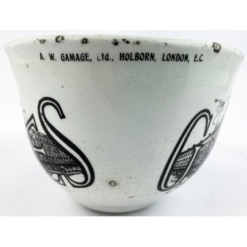 117 - GAMAGES BLANCMANGE MOUL. 4.1ins tall. White stoneware mould with pineapple impressed design. Outside... 