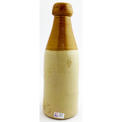 222 - MOSCARDINI BROS GINGER BEER BOTTLE. 7.14ins tall, ch., t.t., Blob strew top, .Black transfer letteri... 