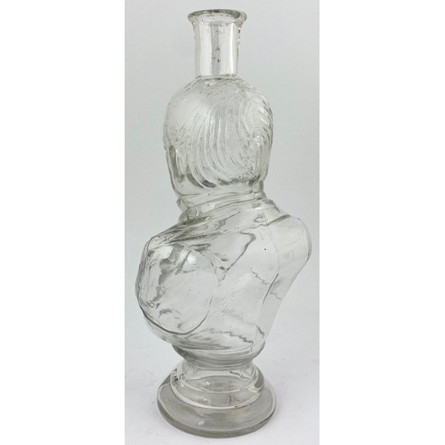 306 - ADOLPH THIERS FIGURAL BOTTLE. 11.4ins tall. Well modelled clear glass bust which, according to Les ... 