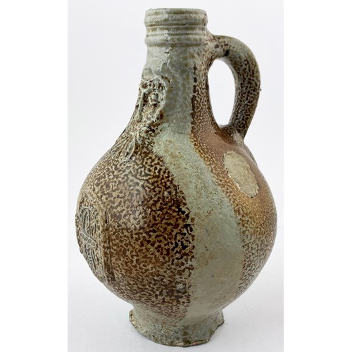 307 - BELLARMINE BOTTLE. 8ins tall. Classic salt glaze (wonderfully variating) Bellarmine bottle with bear... 