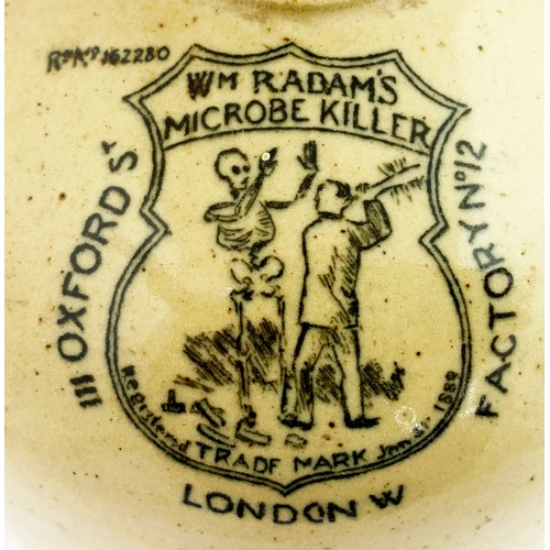 350 - RADAMS MICROBE KILLER FLAGON. 11ins tall. Black transfer with central t.m., rear handle. Doulton Lam... 