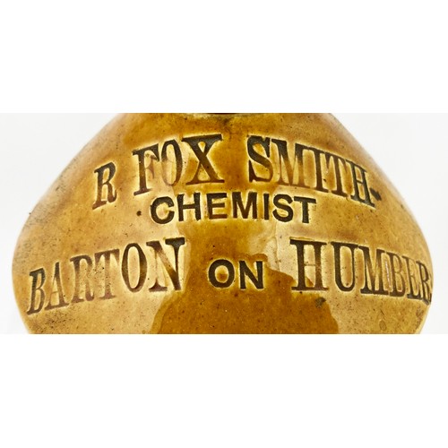 562 - BARTON ON HUMBER FLAGON DUO. Tallest 13ins. T.t., impressed R FOX SMITH/ CHEMIST plus C. COLLINGWOOD... 