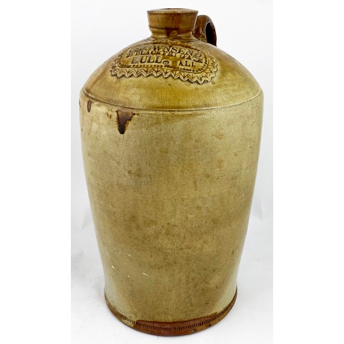 563 - HULL FLAGON. 16ins tall. Grey/ green slip glaze, impressed pie crust seal S. TOWNSEND/ 29 BLACKFRI G... 