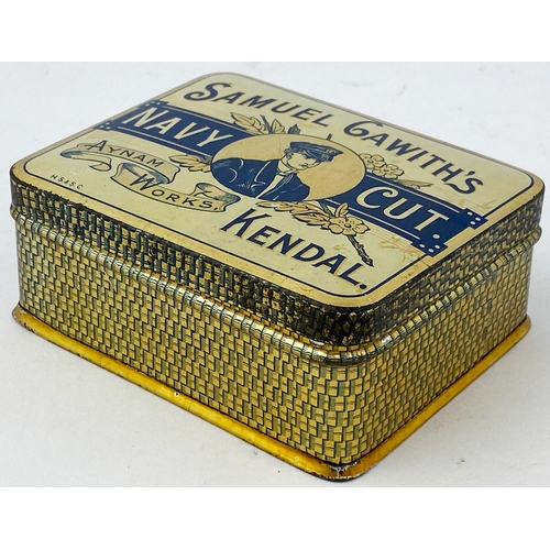 4 - SAMUEL CAWITHS NAVY CUT TOBACCO TIN KENDAL. 4 x 3.2 x 1.6ins. A very clean example, minor marks/ hig... 