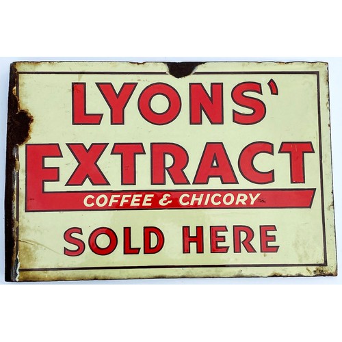 13 - LYONS EXTRACT DOUBLE SIDED ENAMEL SIGN. 18 x 12ins. Great condition, some edge rusting/ wear, no res... 