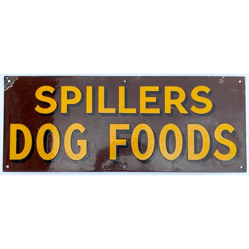 18 - SPILLERS DOG FOOD ENAMEL SIGN. 24 x 9.5ins. Yellow lettering,sign in great condition, slight edge ru... 