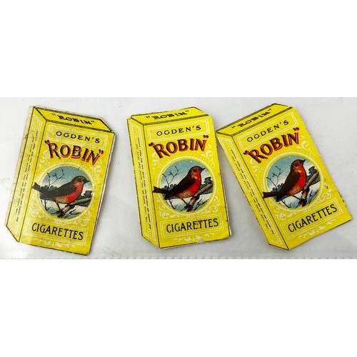 44 - ROBIN CIGARETTES PACKETS GROUP. Largest 5.25 x 3ins. Boxes & packets with various robin scenes plus ... 