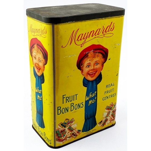 46 - MAYNARDS FRUIT BON BON ADVERTISING TIN.  6.5 x 10ins. Multicoloured on all four sides featuring boy ... 