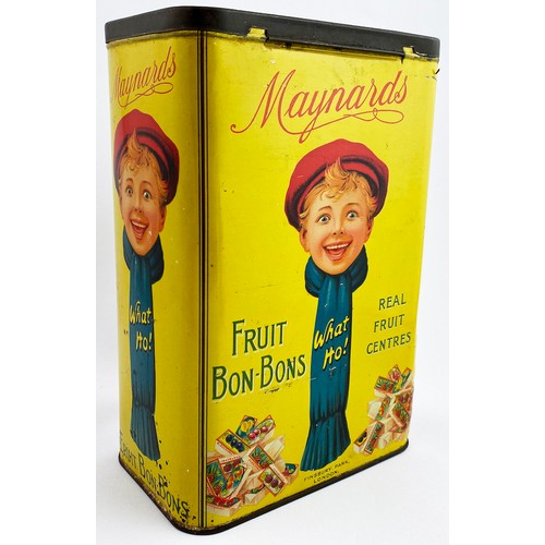 46 - MAYNARDS FRUIT BON BON ADVERTISING TIN.  6.5 x 10ins. Multicoloured on all four sides featuring boy ... 