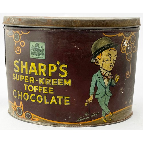 48 - TOFFEE ADVERTISING TINS TRIO. Largest 9 x 6.25ins. Inc. Thornes, Sharps & Mackintoshs, all double si... 