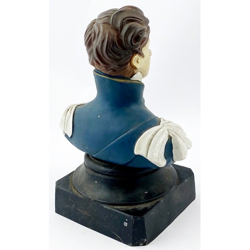 85 - GEORGE IV OLD SCOTCH WHISKY ADVERTISING FIGURE. 8ins tall. Rubberiod King George bust figure.Very mi... 