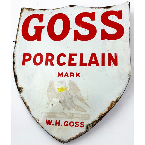 92 - GOSS PORCELAIN DOUBLE SIDED ENAMEL SIGN. 10 x 12ins. Bright red lettering with eagle pict to both si... 