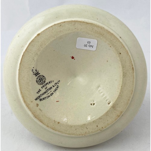 101 - WORTHINGTONS PALE ALE MATCHSTRIKER/ ASHTRAY. 3.75ins tall. Ball shaped striker on a saucer type base... 