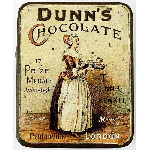 322 - DUNNS CHOCOLATE TIN. 3.1 x 3.9 x 1.4ins. An extremely rare, early, pictorial chocolate tin (c. 1890?... 