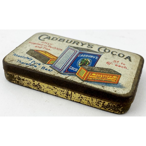 328 - CADBURYS COCOA VESTA TIN. 2.5 x 1.7 x 0.4ins. A very rare & early chocolate advertising vesta tin fe... 