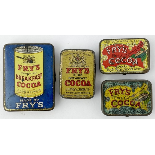 329 - FRYS COCOA ASSORTED VESTA TINS GROUP. Largest 2.5 x 1.8 x 0.3ins. Various conditions. Johnny Eaton C... 