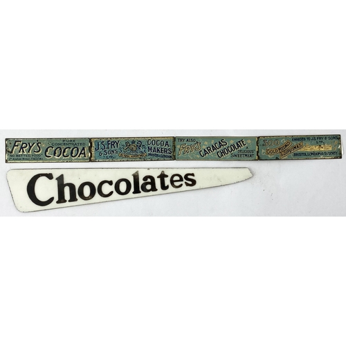 330 - FRYS COCOA RULER & A CHOCOLATES STRIP. Ruler 12ins long - some wear, Chocolates piece looks milk gla... 