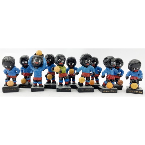 331 - ROBERTSONS GOLLY FOOTBALLERS. A set of eleven Robertson football figures, all hand painted, Tallest ... 