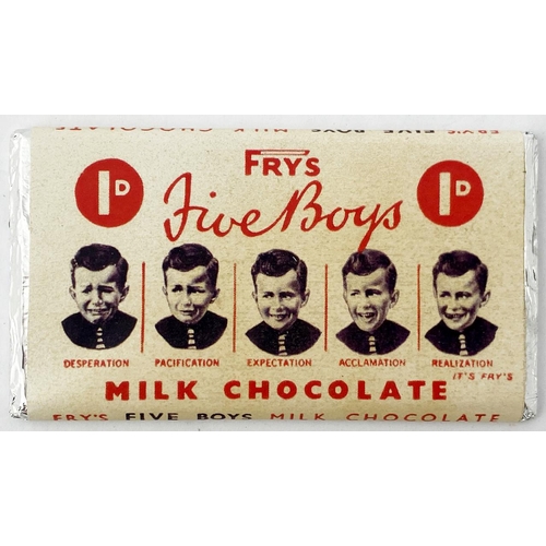 333 - FRYS FIVE BOYS CHOCOLATE BAR. 2 x 3.7, & thin.  Arare survivor - an uponed bar of chocolate featurin... 