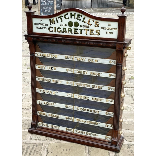 340 - MITCHELLS CIGARETTES SHOP VENDING CABINET. 36 x 27 x 6ins. A highly decorative narrow bodied , glass... 