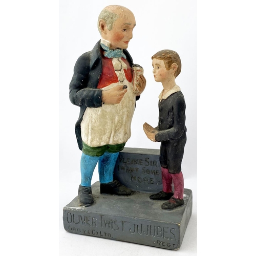 344 - JU JUBES SHOP COUNTER ADVERTISING FIGURE. 11 x 5.7 x 3.8ins. Plaster hand painted shop counter figur... 